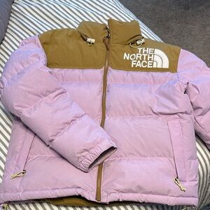 The North Face Lavender and Tan Puffer Jacket